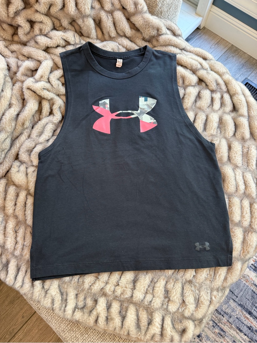 Under Armour Black Sleeveless Tank with Pink & Camo Logo